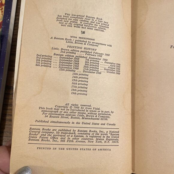 Myra Breckinridge by Gore Vidal (1968 Bantam Paperback) Raquel Welch Cover Good - Picture 9 of 10